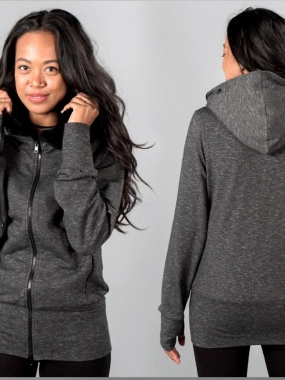 New Betabrand Knockout Travel Hoodie Black Gray Small